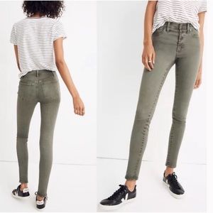 Madewell 9” High Rise Skinny Jeans- Olive size 23